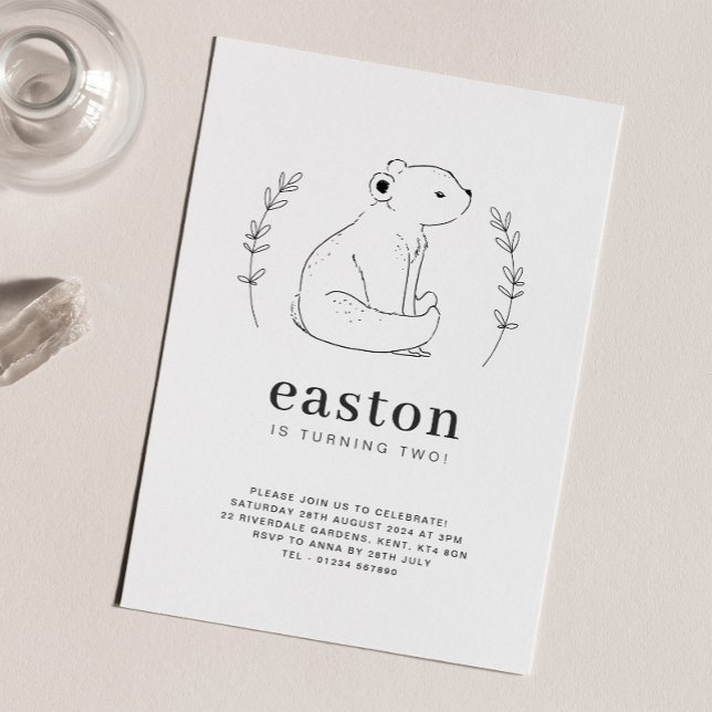 Invitación de cumpleaños con dibujo de oso (Subido por el creador)