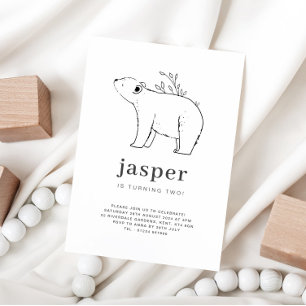 Invitación de cumpleaños con dibujo de oso en líne