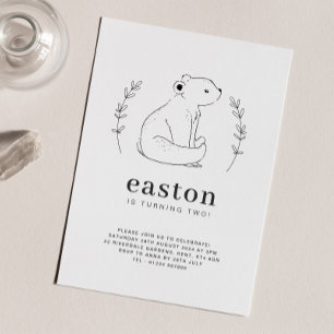 Invitación de cumpleaños con dibujo de oso en líne