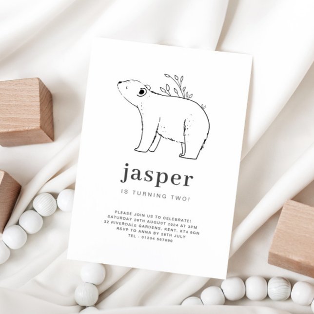 Invitación de cumpleaños con dibujo de oso en líne (Subido por el creador)