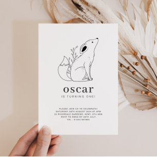 Invitación de cumpleaños con dibujo de zorro