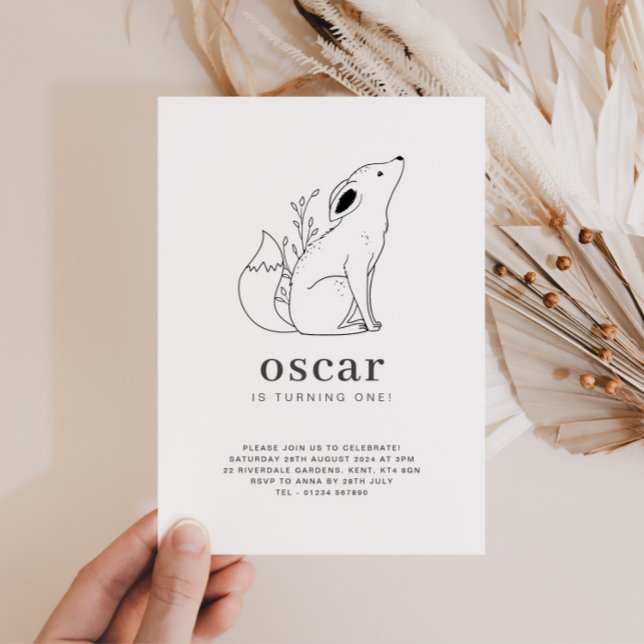 Invitación de cumpleaños con dibujo de zorro (Subido por el creador)