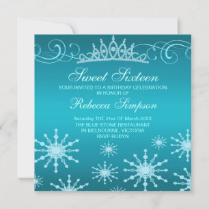Invitación de cumpleaños con diseño de copo de nie