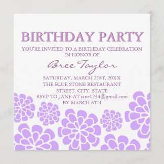 Invitación de cumpleaños con diseño de flores de m