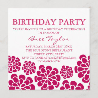 Invitación de cumpleaños con diseño de flores de m