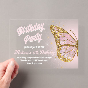 invitación de cumpleaños con diseño de mariposa de