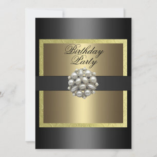 Invitación de cumpleaños con diseño de perla negra