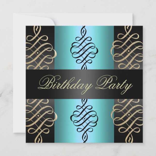 Invitación de cumpleaños con diseño elegante de re (Anverso)