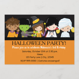 Invitación de cumpleaños con disfraz de Halloween