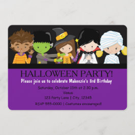 Invitación de cumpleaños con disfraz de Halloween