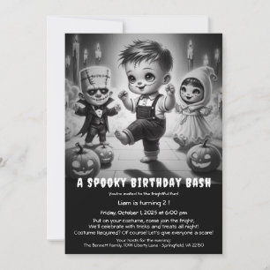 Invitación de cumpleaños con disfraz de Halloween