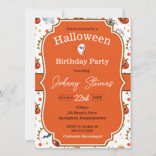 Invitación de cumpleaños con disfraz de Halloween