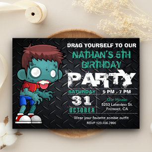 Invitación de cumpleaños con disfraz de Zombie Boy