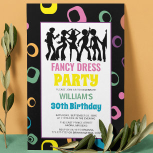 Invitación de cumpleaños con disfraz temático colo
