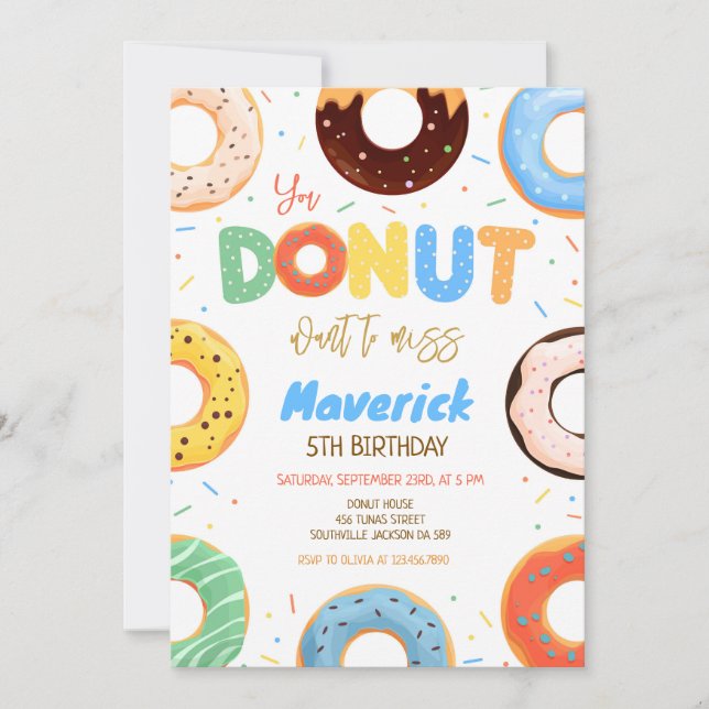 Invitación de cumpleaños con donas (Anverso)
