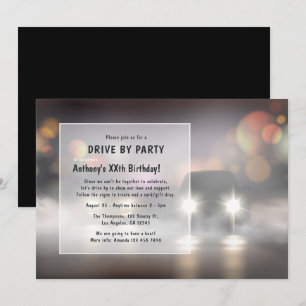 Invitación de cumpleaños con drive by nocturno