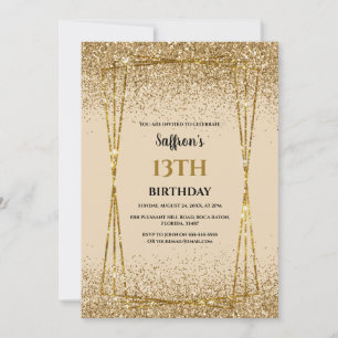 Invitación de cumpleaños con efecto de purpurina d