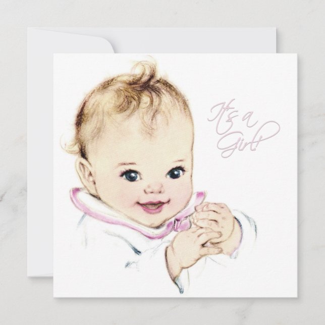 Invitación de cumpleaños con el retrato de un bebé (Anverso)