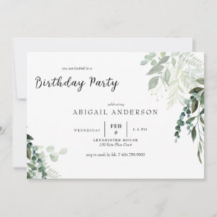 Invitación de cumpleaños con elegancia botánica