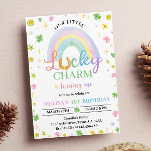 Invitación de cumpleaños con encanto Rainbow Shamr
