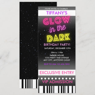 Invitación de cumpleaños con entrada Brilla en l