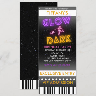 Invitación de cumpleaños con entrada   Brilla en l