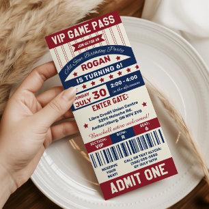 Invitación de cumpleaños con entrada de béisbol