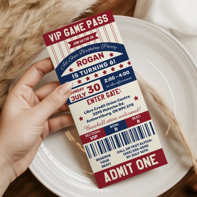 Invitación de cumpleaños con entrada de béisbol (Subido por el creador)