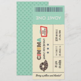 Invitación de cumpleaños con entrada de cine retro