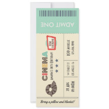Invitación de cumpleaños con entrada de cine retro