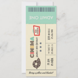 Invitación de cumpleaños con entrada de cine retro
