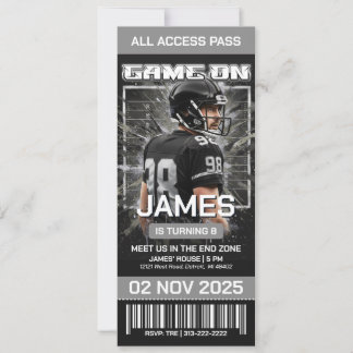 Invitación de cumpleaños con entrada de fútbol edi