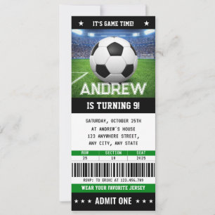 Invitación de cumpleaños con entrada de fútbol per