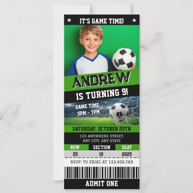 Invitación de cumpleaños con entrada digital perso (Anverso)
