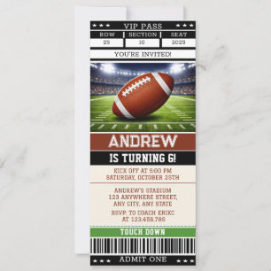 Invitación de cumpleaños con entrada para fanático