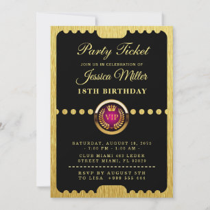 Invitación de cumpleaños con entrada para fiesta V