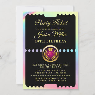 Invitación de cumpleaños con entrada para fiesta V