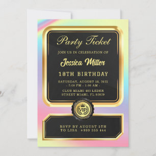 Invitación de cumpleaños con entrada para fiesta V
