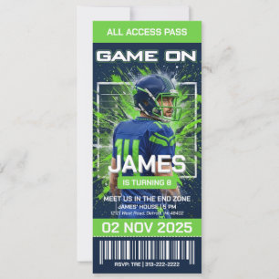 Invitación de cumpleaños con entrada para fútbol d