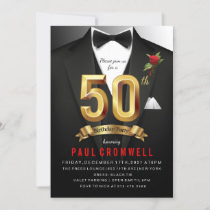 Invitación de cumpleaños con esmoquin