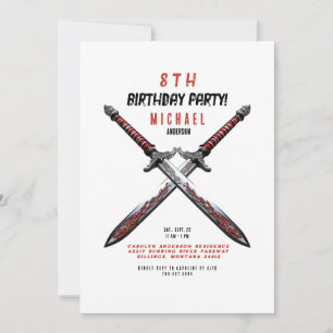 Invitación de cumpleaños con espada