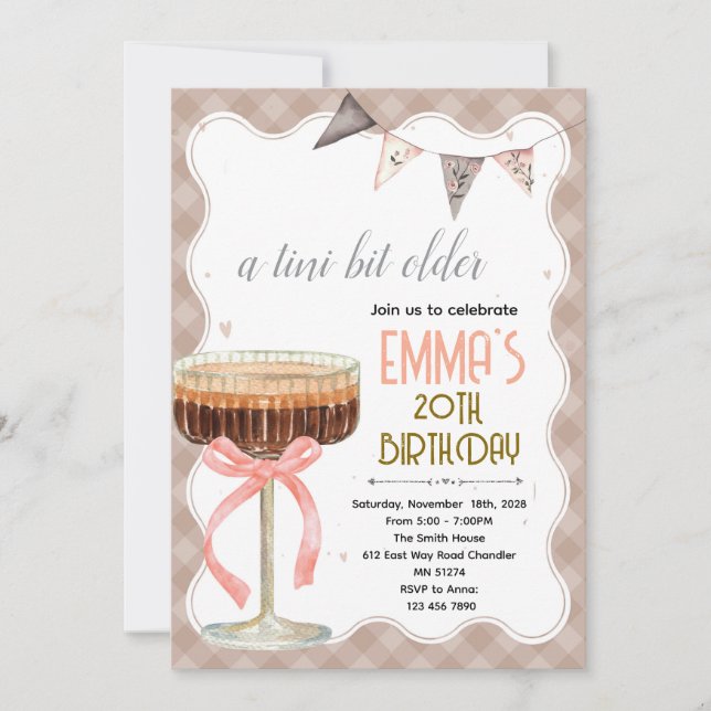 invitación de cumpleaños con espresso martini (Anverso)