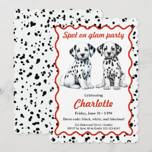 Invitación de cumpleaños con estampado dálmata F