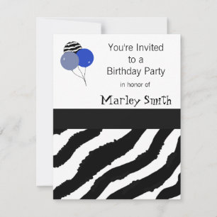 Invitación de cumpleaños con estampado de cebra