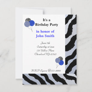 Invitación de cumpleaños con estampado de cebra