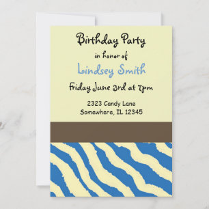 Invitación de cumpleaños con estampado de cebra az