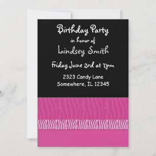 Invitación de cumpleaños con estampado de cebra ro