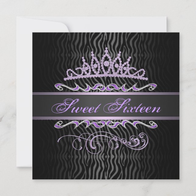 Invitación de cumpleaños con estampado de cebra y  (Anverso)