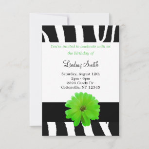 Invitación de cumpleaños con estampado de cebra y 