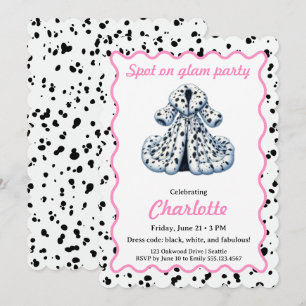 Invitación de cumpleaños con estampado de dálmata 